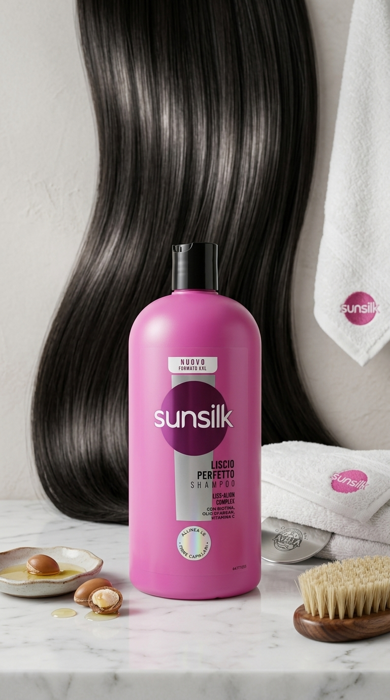 Sunsilk Shampoo Liscio Perfetto Liss-Align Complex Biotina Olio di Argan Vitamina C Formato XXL 810 ml – Azione Allineante Disciplinante Anti-Crespo