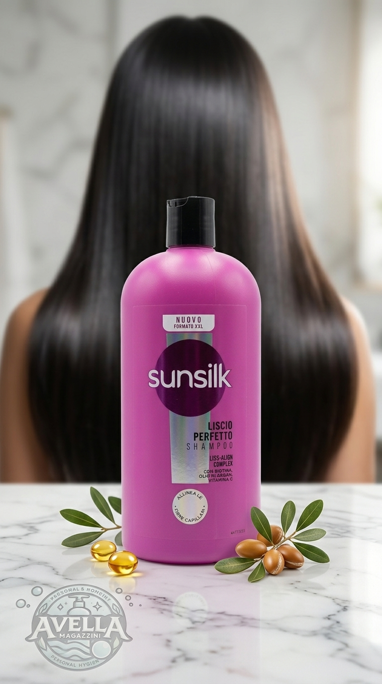 Sunsilk Shampoo Liscio Perfetto Liss-Align Complex Biotina Olio di Argan Vitamina C Formato XXL 810 ml – Azione Allineante Disciplinante Anti-Crespo