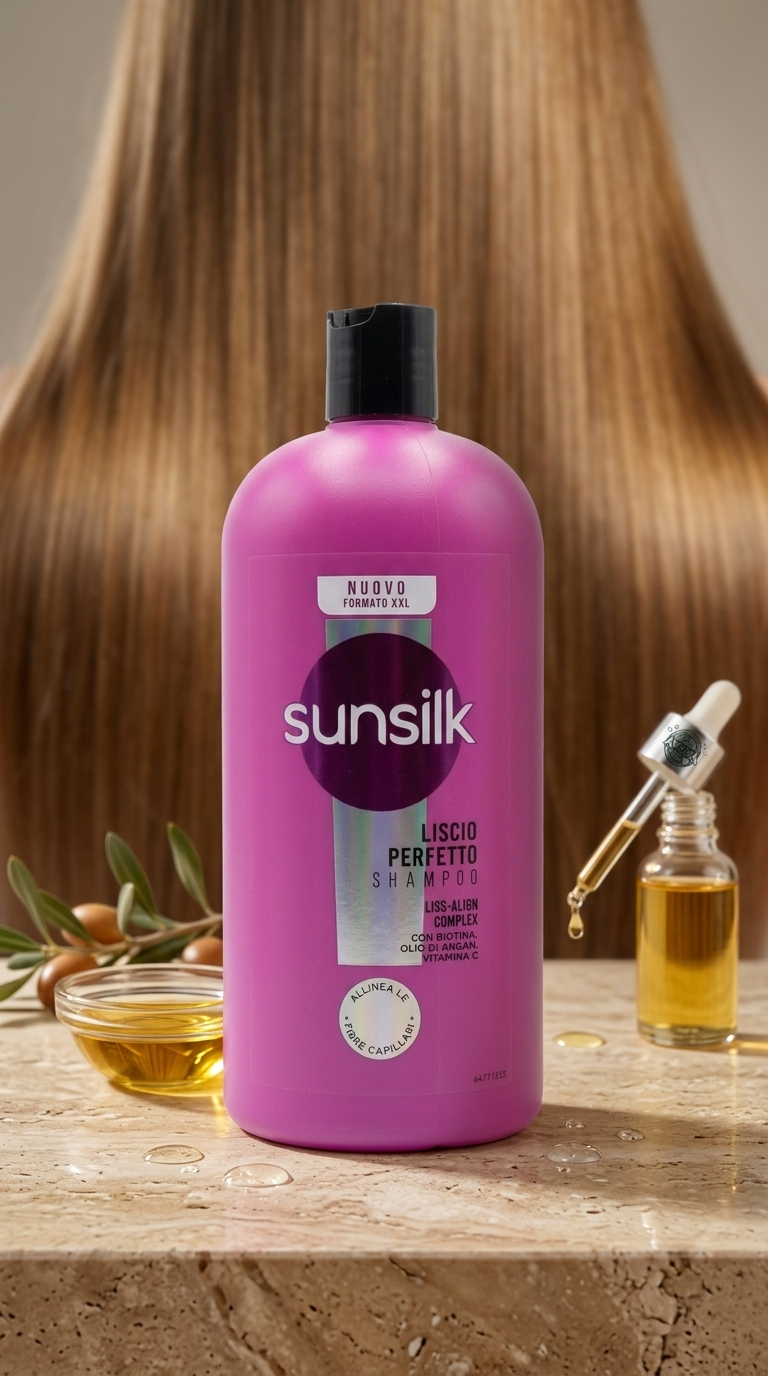 Sunsilk Shampoo Liscio Perfetto Liss-Align Complex Biotina Olio di Argan Vitamina C Formato XXL 810 ml – Azione Allineante Disciplinante Anti-Crespo