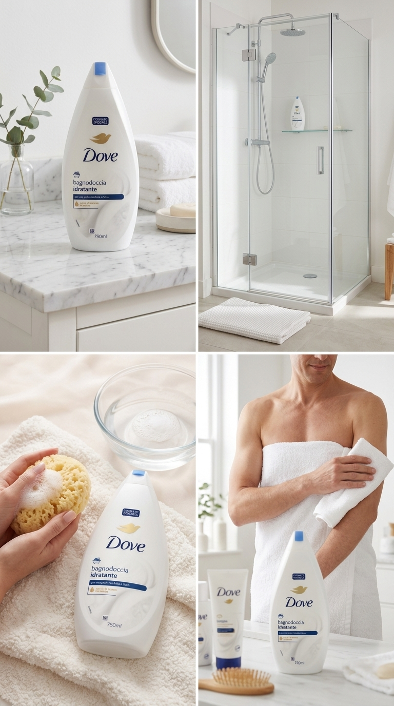 Dove Bagnodoccia Idratante 1/4 Crema Idratante Formato Speciale 750 ml – Detersione Delicata Nutriente Pelle Morbida