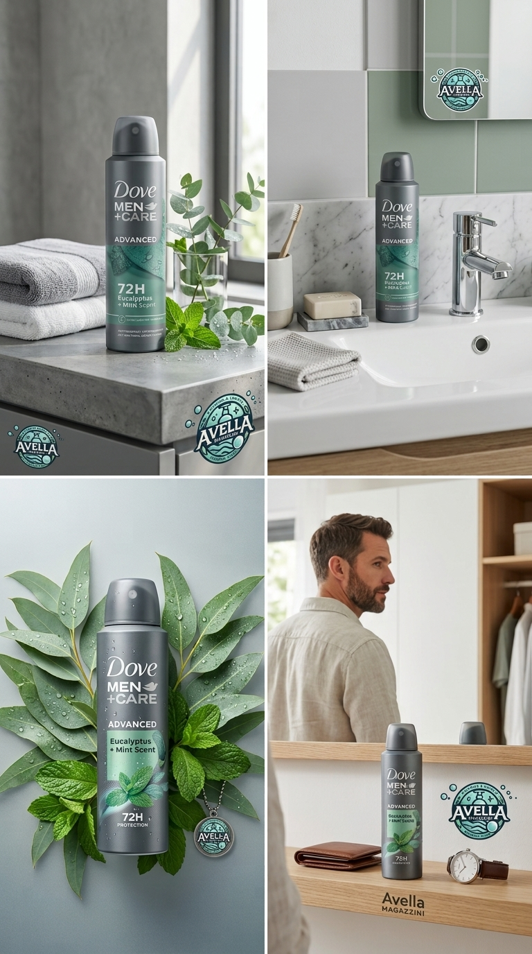 Dove Men+Care Advanced Eucalyptus + Mint Deodorante Spray Antitraspirante 72H 250 ml – Protezione Antibatterica e 1/4 Idratante