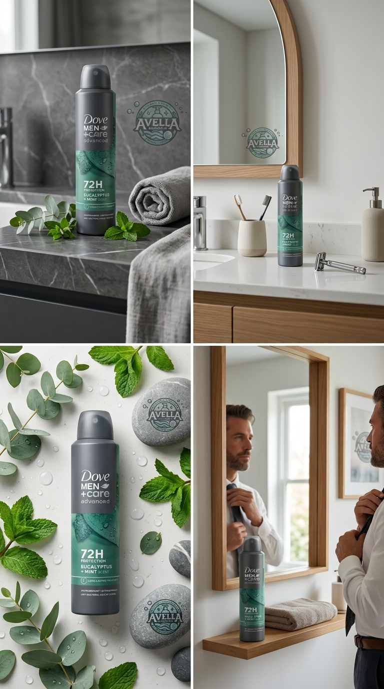 Dove Men+Care Advanced Eucalyptus + Mint Deodorante Spray Antitraspirante 72H 250 ml – Protezione Antibatterica e 1/4 Idratante