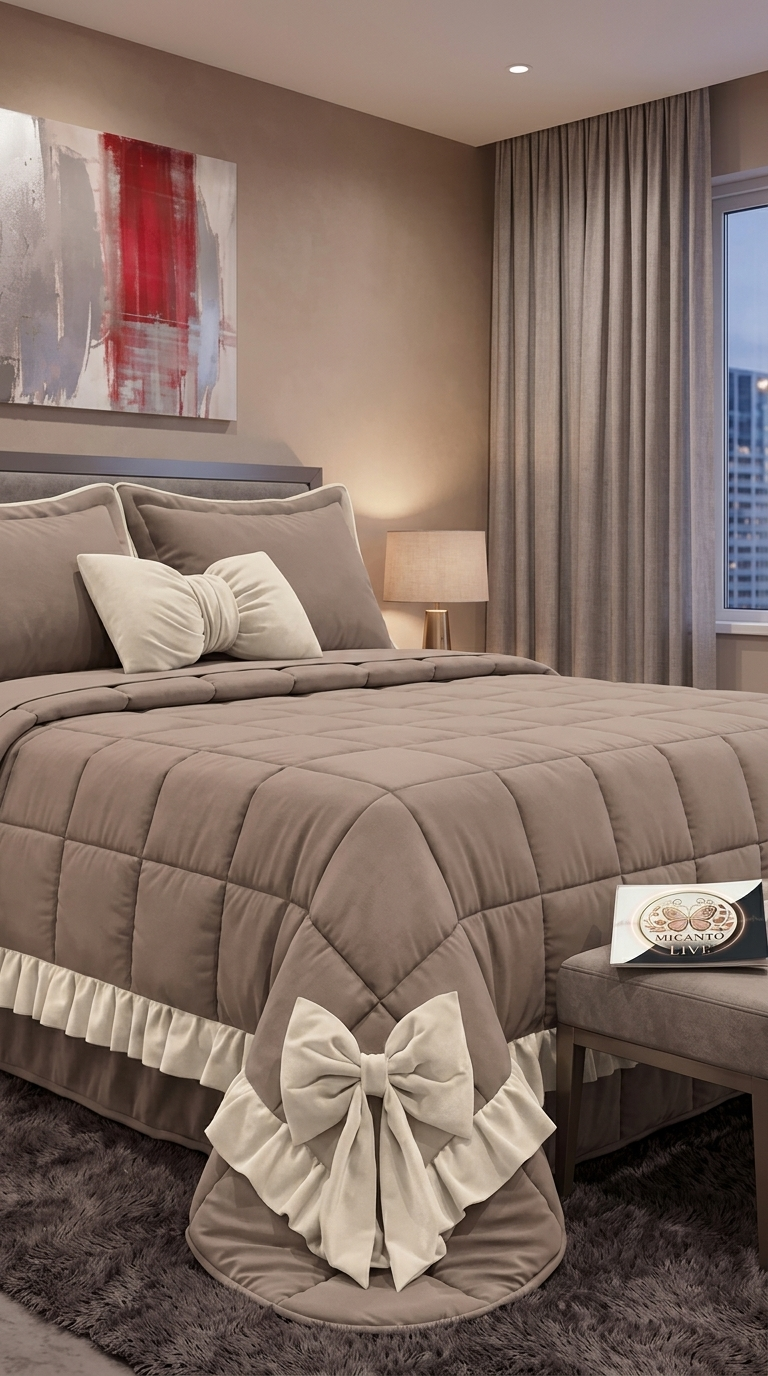 Malika Home Trapunta Matrimoniale Belle Époque Balza in Velluto Fiocco e Cuscino Arredo Made in Italy – Eleganza Lusso Camera da Letto