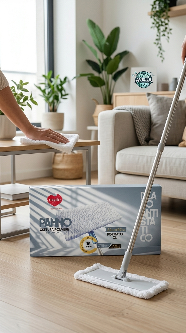 Dealo Panni Cattura Polvere Antistatici XL 22x42 cm Pavimenti e Superfici Confezione da 16 Panni – Azione Elettrostatica Zero Dispersione