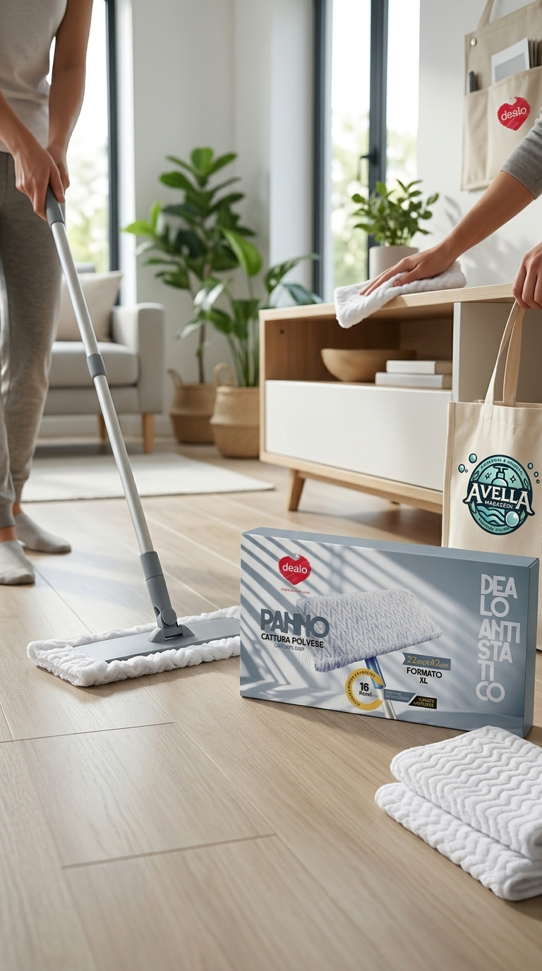 Dealo Panni Cattura Polvere Antistatici XL 22x42 cm Pavimenti e Superfici Confezione da 16 Panni – Azione Elettrostatica Zero Dispersione