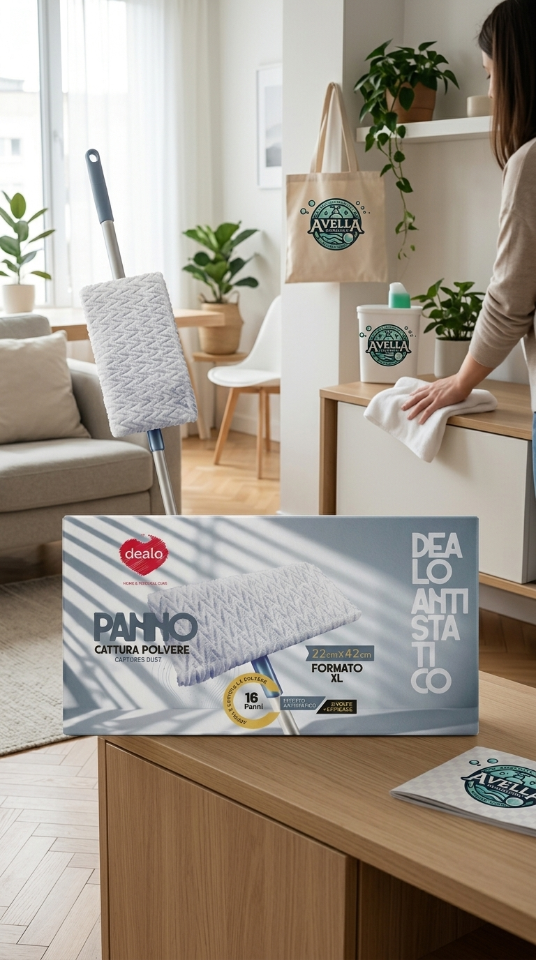 Dealo Panni Cattura Polvere Antistatici XL 22x42 cm Pavimenti e Superfici Confezione da 16 Panni – Azione Elettrostatica Zero Dispersione