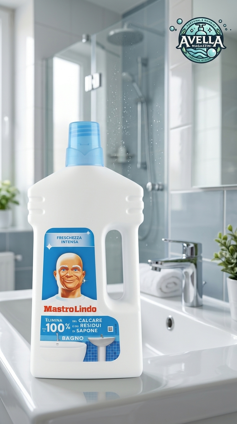 Mastro Lindo Detergente Bagno Elimina Calcare e Residui di Sapone Freschezza Intensa 1 Litro – Igiene Brillante Anti-Macchia