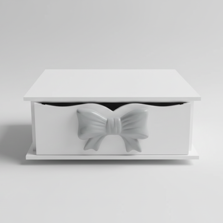 Giardini di Marzo Portacialde in Legno Bianco 33x27x10 cm | Cassetto con 3 Scompartimenti Interni | Manico a Fiocco Simil Ceramica | Organizzatore per Capsule e Accessori Caffè