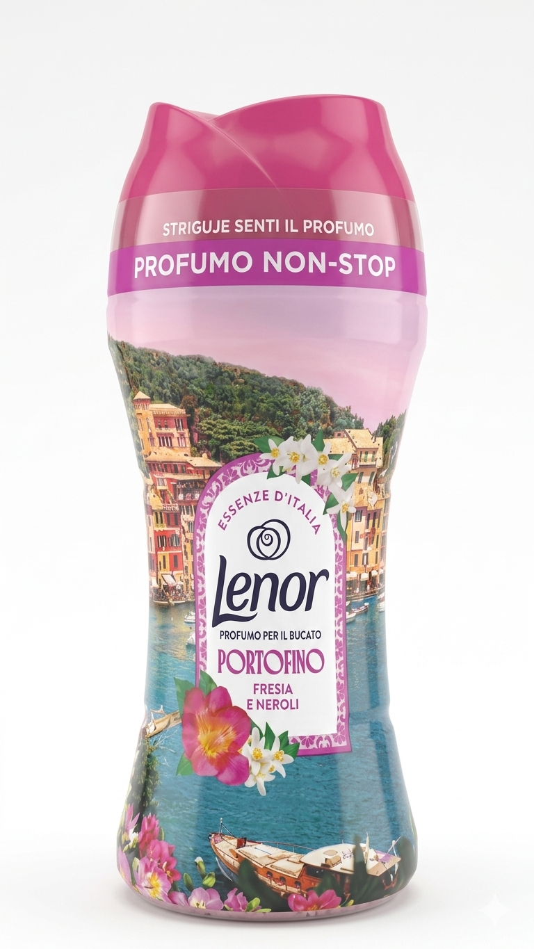 Lenor Portofino Perle Profumatore Bucato 195 g, intensificatore di profumo con fragranza Fresia e Neroli.