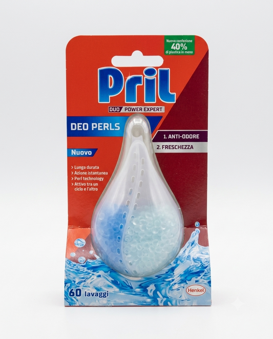 Pril Duo Power Expert Deo Perls Freschezza 17 g, profumatore per lavastoviglie con tecnologia in perle anti-odore, attivo fino a 60 lavaggi, aiuta a neutralizzare i cattivi odori lasciando una fresca profumazione e una piacevole sensazione di pulito tra un ciclo di lavaggio e l'altro.