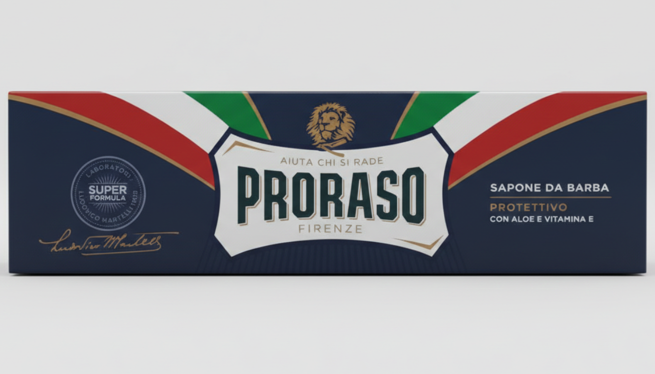 Proraso Sapone da Barba Protettivo Linea Blu 150ml in tubo, crema da barba professionale con Aloe Vera e Vitamina E, schiuma ricca e protettiva per rasatura tradizionale, aiuta a prevenire irritazioni e arrossamenti lasciando la pelle morbida e idratata.