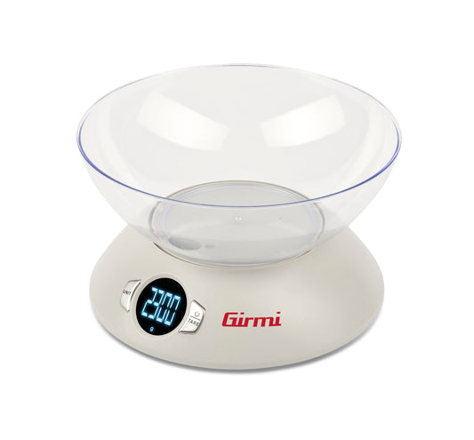 Girmi PS04 Bilancia da Cucina Elettronica – Ciotola Max 1.8L – Portata 5 Kg / 1 gr – Display Retroilluminato e Misurazione Liquidi