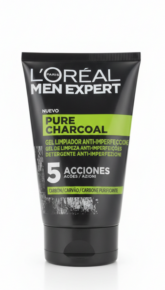 Gel Detergente Viso Anti-Imperfezioni Pure Charcoal al Carbone Nero 100ml – L'Oréal Men Expert