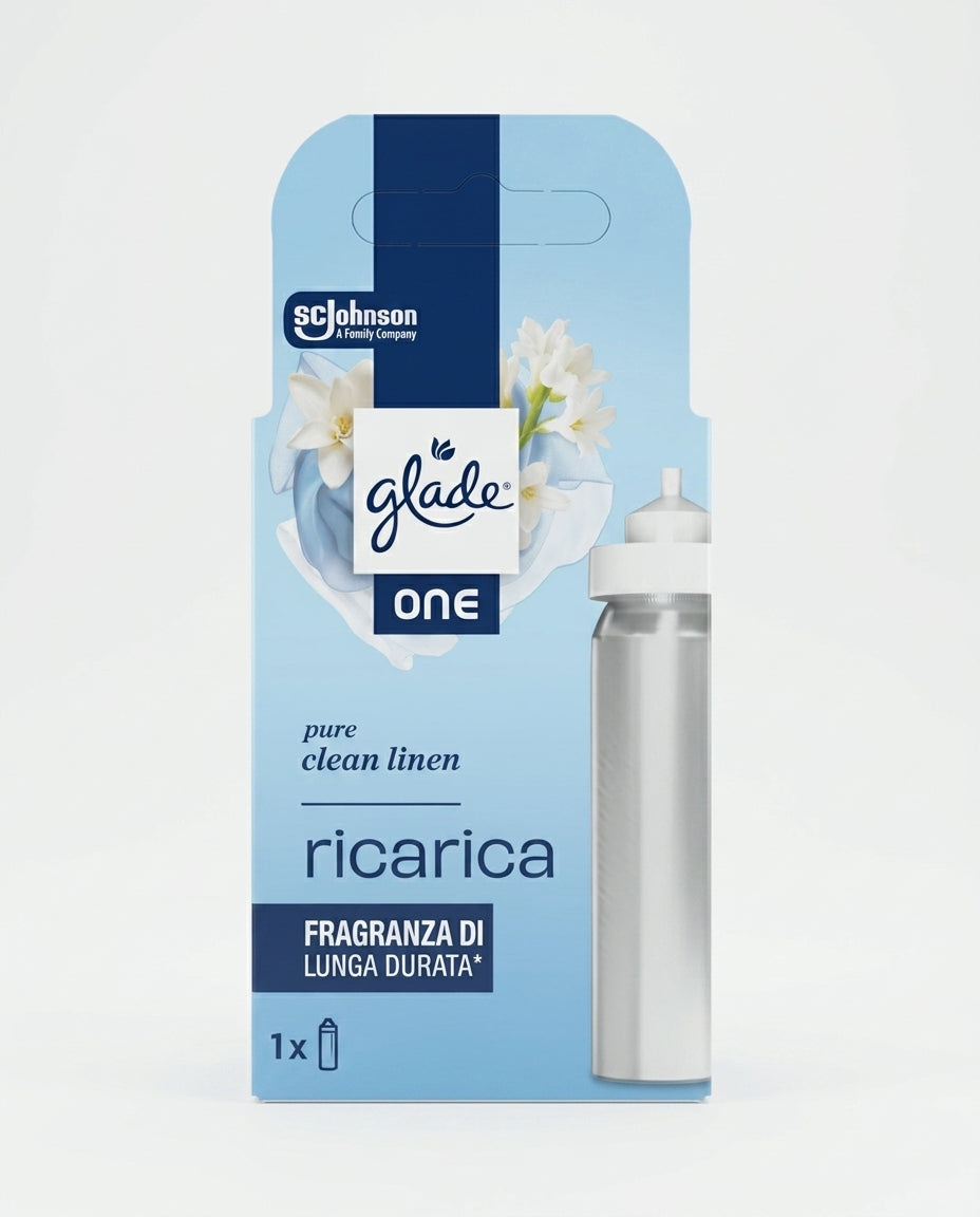 Glade ONE Ricarica Universale Spray Ambienti 10ml Alluminio – Profumazione Istantanea Multi-Compatibile