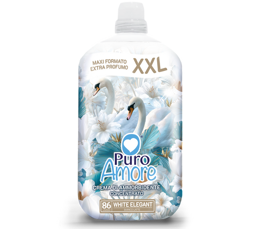 Puro Amore Crema di Ammorbidente Concentrato XXL White Elegant | Formato Maxi 1806 ml (86 Lavaggi) | Profumazione Persistente e Stiratura Facile