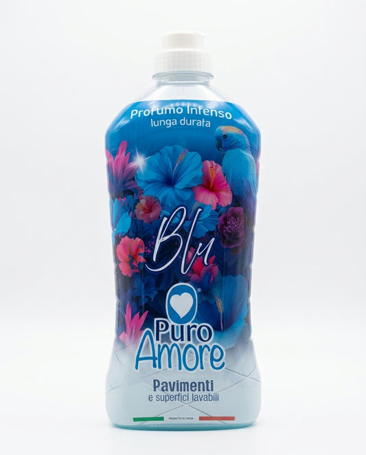 Puro Amore Pavimenti e Superfici Lavabili Blu 1 L, detergente igienizzante con profumo intenso e di lunga durata, per un pulito brillante senza aloni, ideale anche per ambienti con animali.