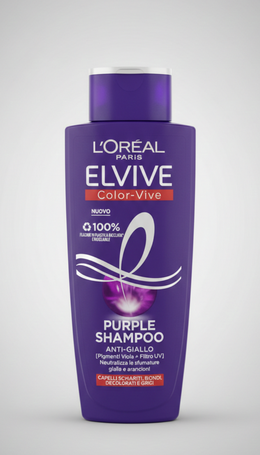 L'Oréal Elvive Color-Vive Purple Shampoo Anti-Giallo 200ml | Con Pigmenti Viola e Filtro UV | Per Capelli Biondi, Decolorati, Grigi e Bianchi