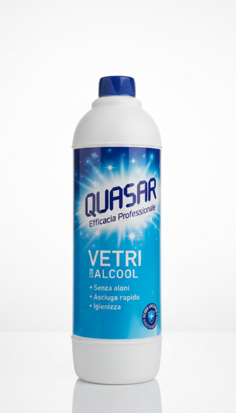 Quasar Vetri con Alcool Ricarica 580ml – Igienizzante, Rapida Asciugatura e Zero Aloni