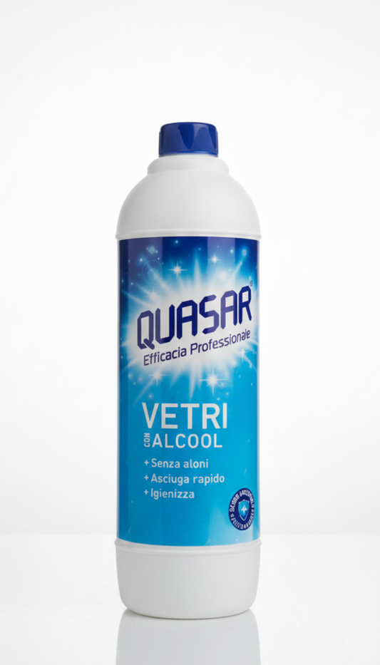 Quasar Vetri con Alcool Ricarica 580ml – Igienizzante, Rapida Asciugatura e Zero Aloni