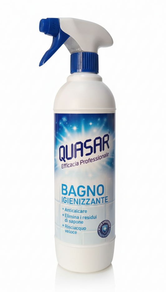 Quasar Bagno Igienizzante Spray 580ml – Anticalcare Professionale con Protezione Anti-Macchia