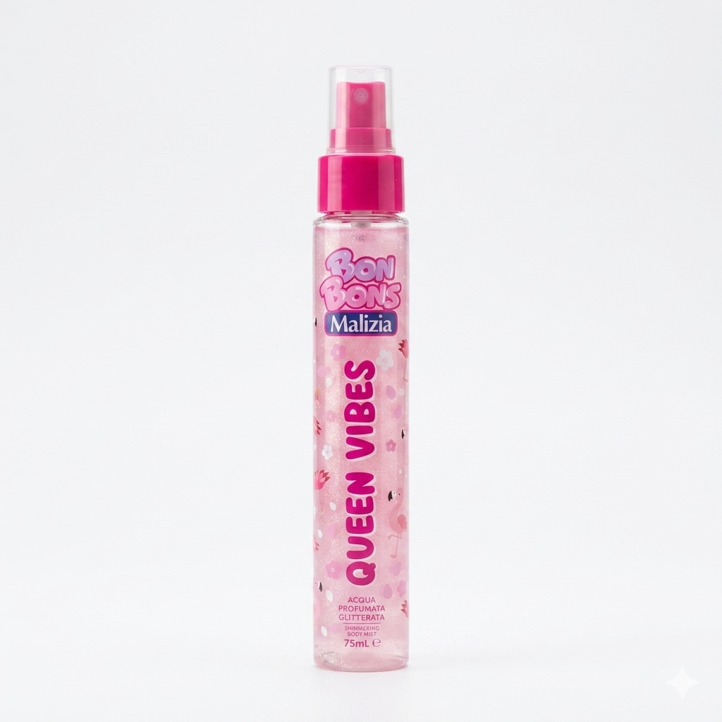 MALIZIA BON BONS Acqua Profumata Corpo Glitterata Lozione Spray – Glow Illuminante Shimmer per Pelle Luminosa