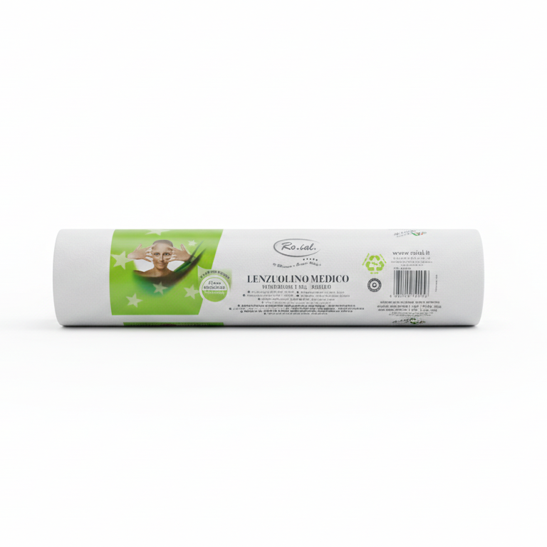 Roial Rotolo Lettino Monouso 60cm | Linea Eco-Sostenibile "Live Green" | 2 Veli Microcollati in Cellulosa Riciclata | Per Estetica e SPA