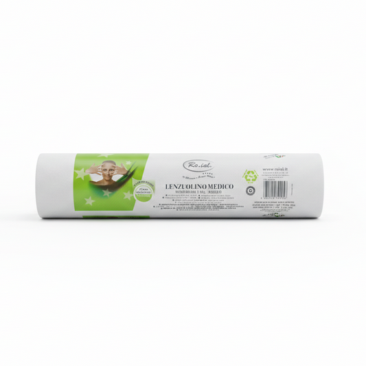Roial Rotolo Lettino Monouso 60cm | Linea Eco-Sostenibile "Live Green" | 2 Veli Microcollati in Cellulosa Riciclata | Per Estetica e SPA