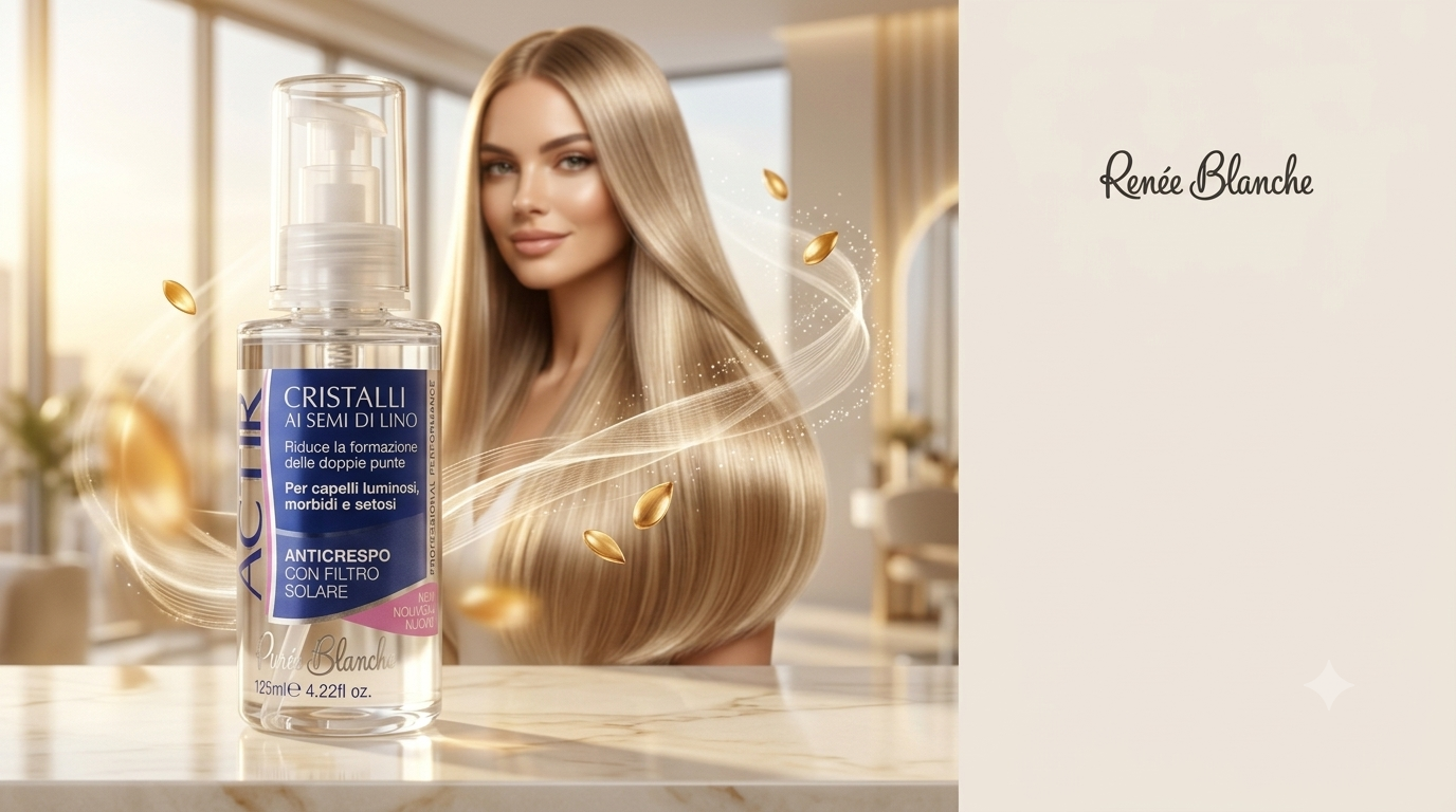 Renée Blanche Actir Cristalli Liquidi ai Semi di Lino (125 ml) – Trattamento Lucidante Anticrespo e Sigillante Doppie Punte con Filtro UV