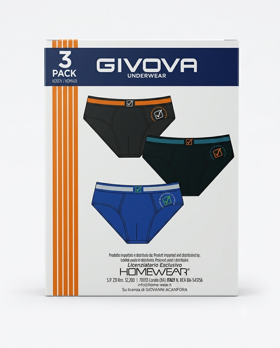 Givova Set 3 Pezzi Slip Uomo in Cotone Bielastico – Comfort Assoluto e Massima Libertà di Movimento