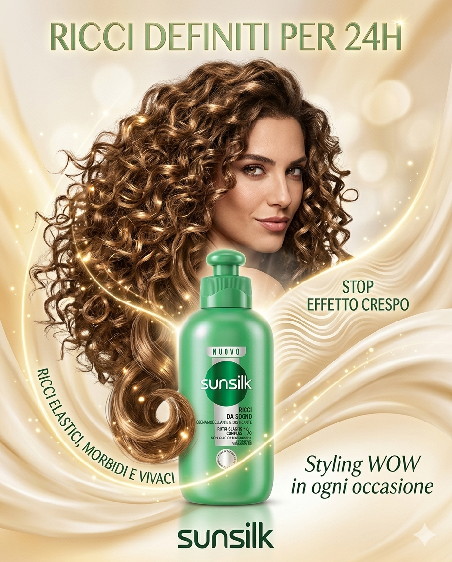 Sunsilk Crema Modellante Ricci da Sogno 200 ml – Definizione 24H ed Effetto Anti-Crespo – Con Nutri-Elastic Complex ed Olio di Macadamia