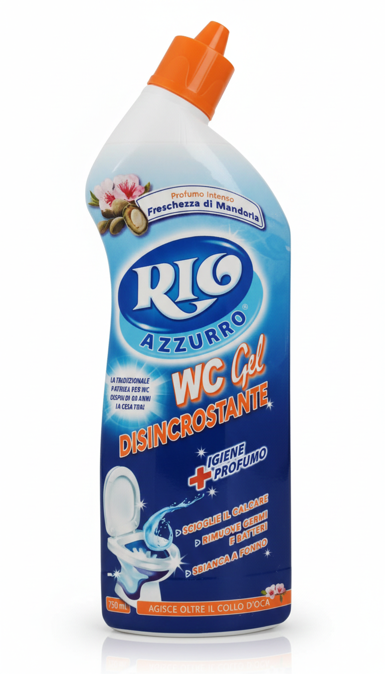 Rio Azzurro WC Gel Disincrostante Mandorla 750ml – Azione Rapida e Sbiancante
