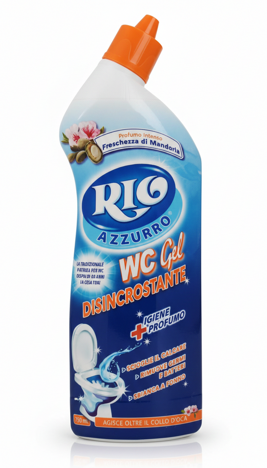 Rio Azzurro WC Gel Disincrostante Mandorla 750ml – Azione Rapida e Sbiancante