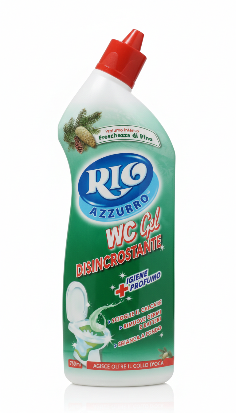 Rio Azzurro WC Gel Disincrostante Pino 750ml – Azione Rapida e Igiene Profonda