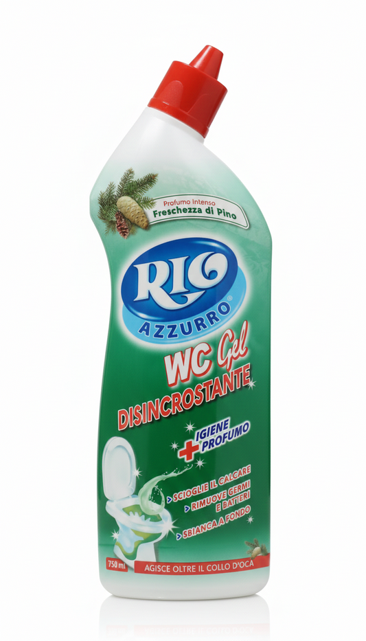 Rio Azzurro WC Gel Disincrostante Pino 750ml – Azione Rapida e Igiene Profonda
