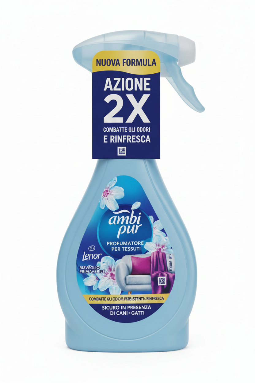 Ambi Pur Profumatore Tessuti Spray 385ml | Tecnologia OdourClear Elimina Odori | Dermatologicamente Testato | Per Divani, Tende, Tappeti e Abiti | 3 Fragranze