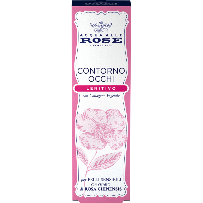 Acqua Alle Rose Contorno Occhi Lenitivo 15ml - Collagene Vegetale Rosa Chinensis - Pelli Sensibili - Riduce Borse, Occhiaie, Stanchezza