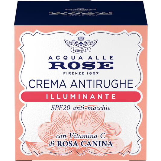 Acqua alle Rose Crema Antirughe Illuminante 50ml - Vitamina C, Rosa Canina, SPF20 - Anti-Macchie, Levigante