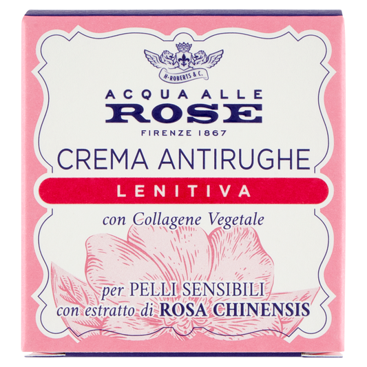Acqua Alle Rose Crema Viso Antirughe Lenitiva 50ml - Collagene Vegetale Rosa Chinensis - Pelli Sensibili - Idrata & Rimpolpa