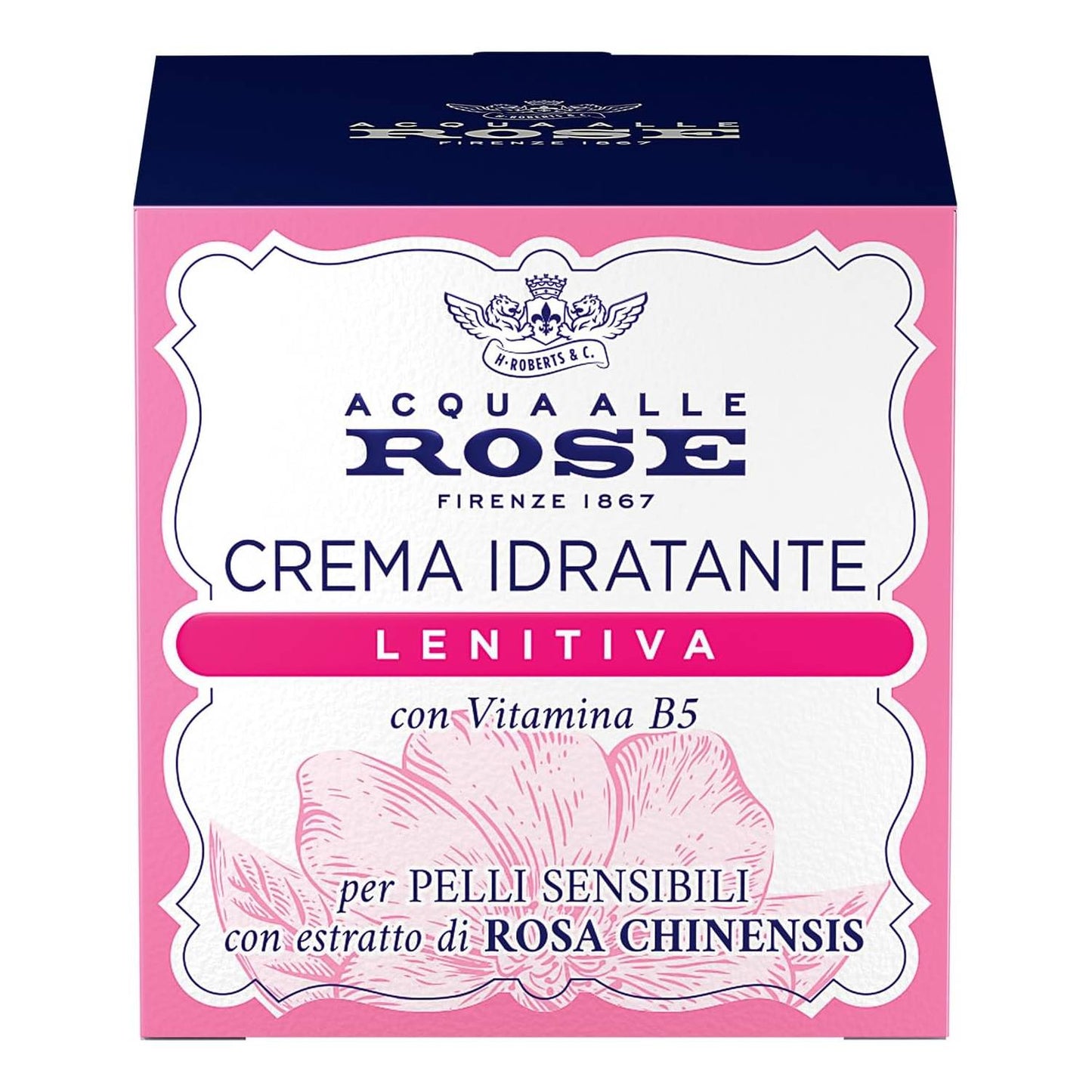Acqua Alle Rose Crema Idratante Lenitiva 50ml - Vitamina B5 - Rosa Chinensis - Pelli Sensibili - Idrata, Lenisce e Protegge
