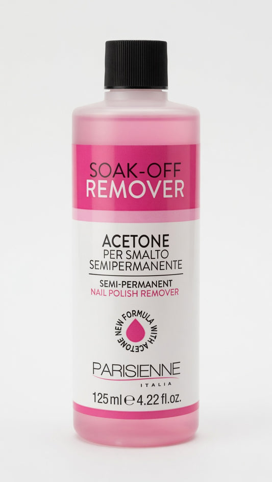 Parisienne Soak-Off Remover 125 ml | Acetone per Smalto Semipermanente | Solvente Professionale per Rimozione ad Immersione o Occlusione | Made in Italy