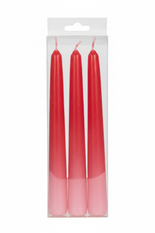 Briantina Candele CONICHE ROSSE 20 cm (3 Pezzi) | Candele Decorative Senza Profumo per Atmosfera & Eventi | Colore Bicolore Rosso