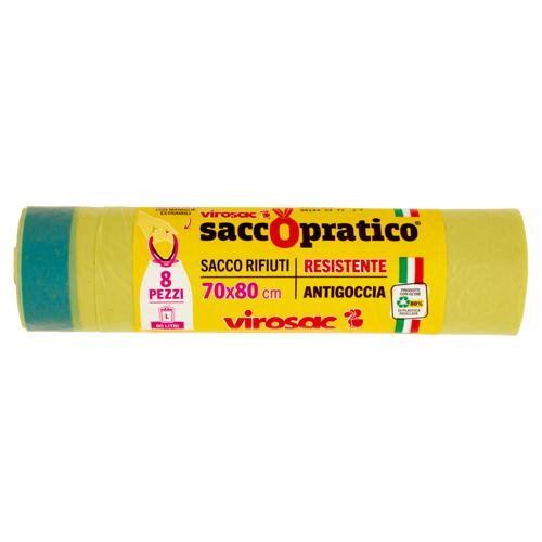 Virosac Sacco Pratico 80 Litri Sacchi Rifiuti 70x80cm Plastica Riciclata – Anti-Goccia e Ultra Resistenti