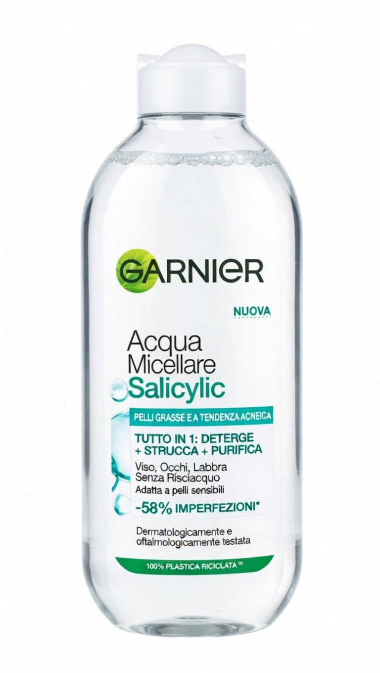 Garnier Pure Active Acqua Micellare Salicylic BHA 400ml – Tutto in 1: Deterge, Strucca e Purifica per Pelli Grasse a Tendenza Acneica