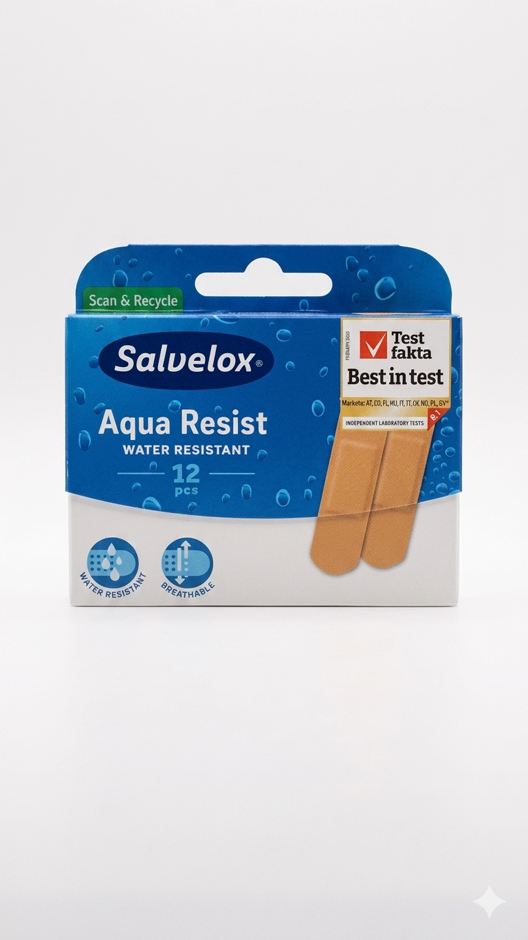 Salvelox Cerotti Aqua Resist Assortiti 12 Pezzi – Protezione Impermeabile e Traspirante per Piccole Ferite