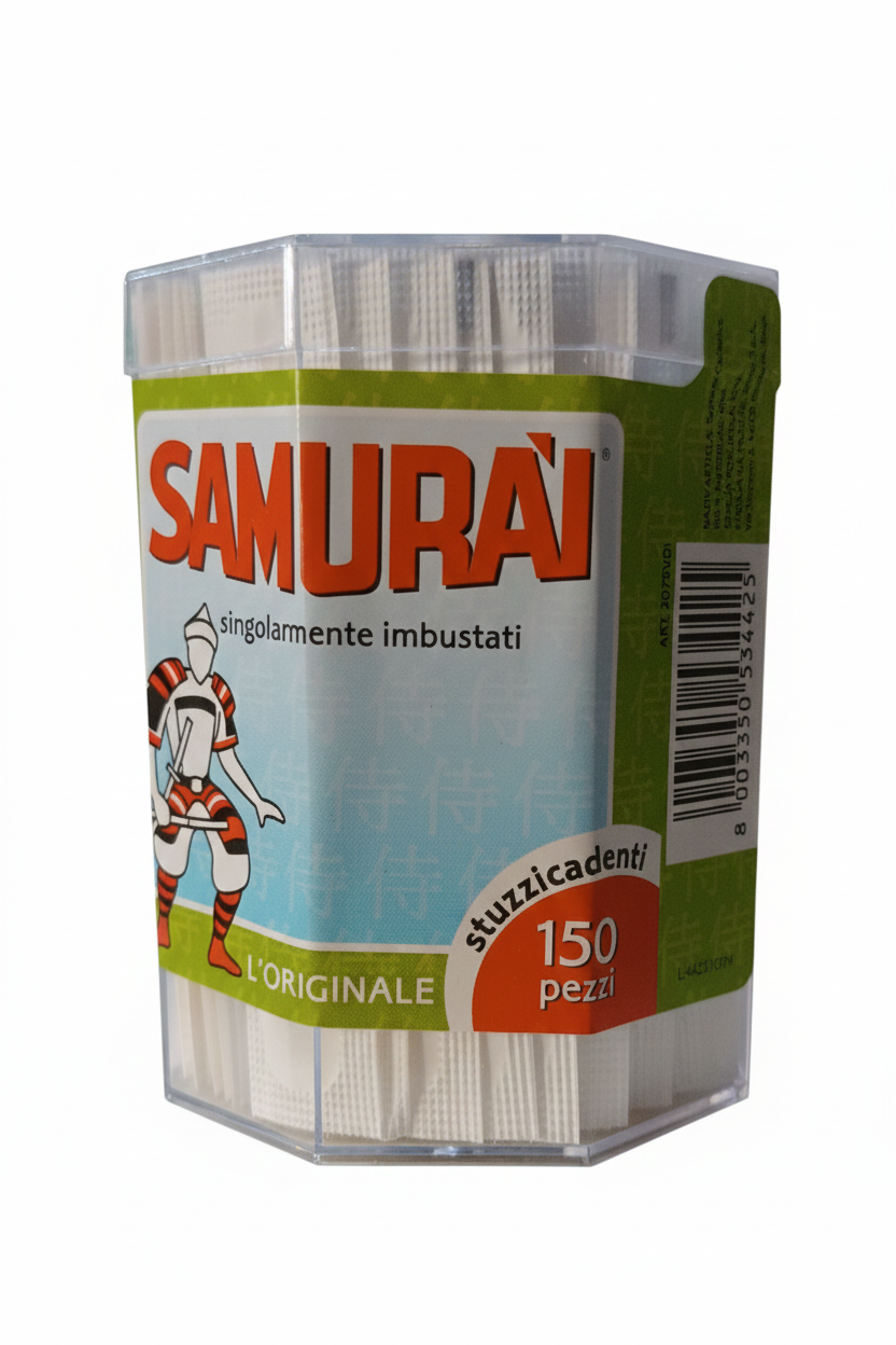 Samurai Stuzzicadenti L'Originale | Confezione 150 Pezzi Imbustati Singolarmente | Igiene Garantita per Ristorazione e Casa