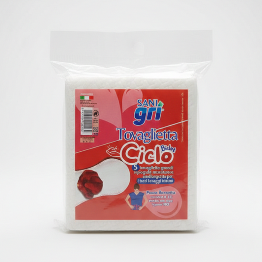 saniGRI Tovaglietta Ciclo Bidet Pocket | 5 Pezzi | Asciugamano Intimo Monouso TNT | Igiene in Viaggio e Ufficio | Made in Italy