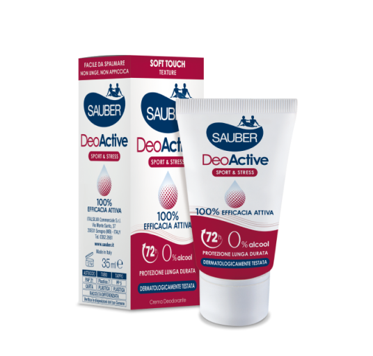 Sauber DeoActive Deodorante in Crema 30ml | Formula Soft Touch | Protezione 72H | Resistente all'Acqua | No Alcool