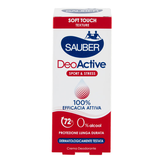 Sauber DeoActive Deodorante in Crema 30ml | Formula Soft Touch | Protezione 72H | Resistente all'Acqua | No Alcool