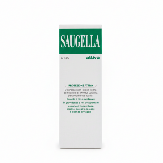 Saugella Attiva Detergente Intimo pH 3.5 con Timo | Protezione Antibatterica Naturale Ciclo e Gravidanza 250ml | Prevenzione Attiva Germi e Batteri