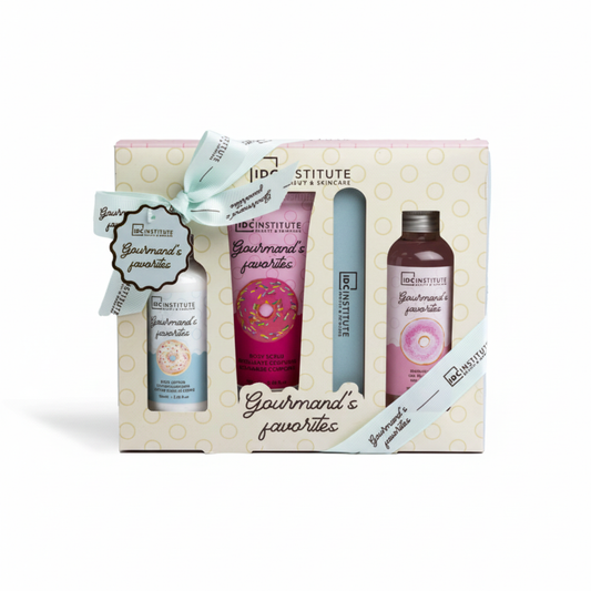 IDC Institute Gourmand's Favorites Daily Care Set 4 Pezzi | Cofanetto Scrub, Lozione Corpo, Gel Doccia | Aromi Golosi